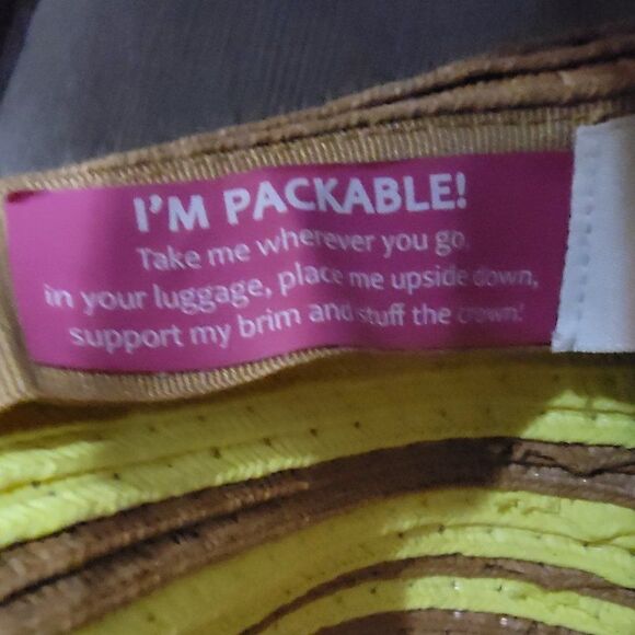 David and Young Women's Tan & Yellow Sun Protection Beach Hat Size OS - Picture 9 of 10